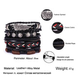 Vintage Leather Bracelet Star Leaf Owl Wrap Bracelet Gift