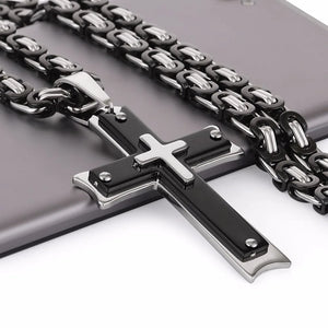 Men Chains Stainless Steel Cross Pendant Necklace Hip Hop Jewelry