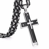 Men Chains Stainless Steel Cross Pendant Necklace Hip Hop Jewelry