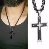 Men Chains Stainless Steel Cross Pendant Necklace Hip Hop Jewelry