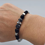 Men's Cuban Chain Bracelets with Agate Tiger Eye Bead, Stainless Steel