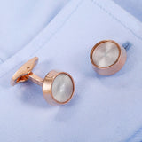 Silver Round Rose Pattern Cufflinks XK20S025 Wedding Buttons