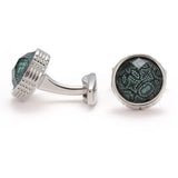 Green XK22S019 Round Formal Cufflinks for Dress Shirt