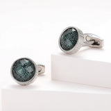 Green XK22S019 Round Formal Cufflinks for Dress Shirt