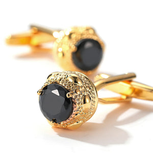 High Zircon Round Buttons Cufflinks Golden Silver XK20S009