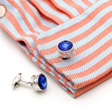 Crystal Round Silver Cufflinks XK22S062