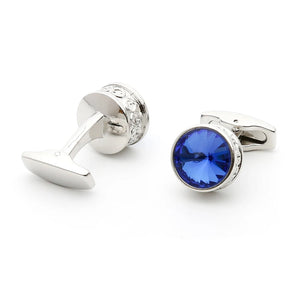 Crystal Round Silver Cufflinks XK22S062