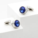 Crystal Round Silver Cufflinks XK22S062