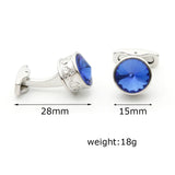 Crystal Round Silver Cufflinks XK22S062