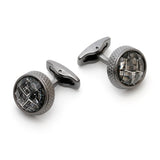 Personalized Grey Round Button Cufflinks XK22S064