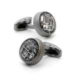Personalized Grey Round Button Cufflinks XK22S064