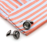 Personalized Grey Round Button Cufflinks XK22S064