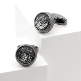 Personalized Grey Round Button Cufflinks XK22S064