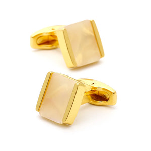Square Light Shell Cufflinks Silver Gold Formal Dress Shirt Wedding