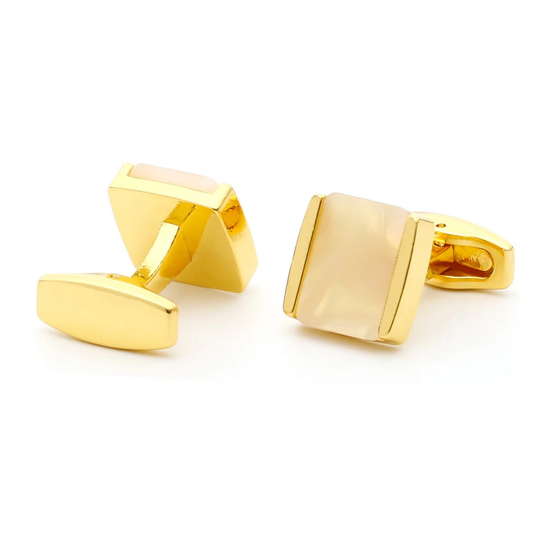 Square Light Shell Cufflinks Silver Gold Formal Dress Shirt Wedding