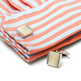 Square Light Shell Cufflinks Silver Gold Formal Dress Shirt Wedding