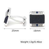 Sandstone and Rhinestone Square Silver Cufflinks