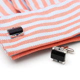 Sandstone and Rhinestone Square Silver Cufflinks