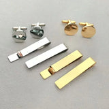 Stainless Steel Round Cufflinks & Tie Clip Set for Men