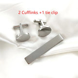 Stainless Steel Round Cufflinks & Tie Clip Set for Men