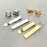 Stainless Steel Round Cufflinks & Tie Clip Set for Men