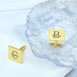 Personalized Initial Letter Cufflinks Stainless Steel Suit Accessory Dad Gift