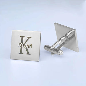 Personalized Initial Letter Cufflinks Stainless Steel Suit Accessory Dad Gift