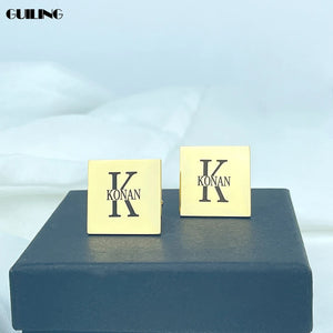 Personalized Initial Letter Cufflinks Stainless Steel Suit Accessory Dad Gift