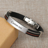 Men's Personalized Leather Bracelet Engraved Inspirational Wristband