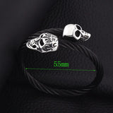 Elastic Gunmetal Skeleton Stainless Steel Skull Cuff Bangle