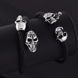Elastic Gunmetal Skeleton Stainless Steel Skull Cuff Bangle