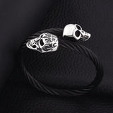 Elastic Gunmetal Skeleton Stainless Steel Skull Cuff Bangle