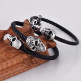 Elastic Gunmetal Skeleton Stainless Steel Skull Cuff Bangle