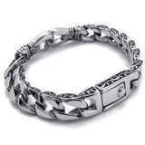 Men Embossed Chains Stainless Steel Bracelet Biker Wristband
