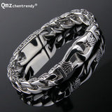 Men Embossed Chains Stainless Steel Bracelet Biker Wristband