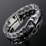 Men Embossed Chains Stainless Steel Bracelet Biker Wristband