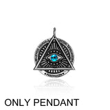Men Freemason Triangle Eye Pendant Necklace Punk Hipster Devil's Eye long chain
