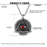 Men Freemason Triangle Eye Pendant Necklace Punk Hipster Devil's Eye long chain