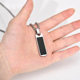 Men's Geometric Bar Necklace, Enamel Stone Pendant with Stainless Steel Chain