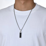 Men's Geometric Bar Necklace, Enamel Stone Pendant with Stainless Steel Chain