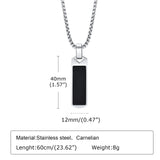 Men's Geometric Bar Necklace, Enamel Stone Pendant with Stainless Steel Chain