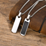 Men's Geometric Bar Necklace, Enamel Stone Pendant with Stainless Steel Chain