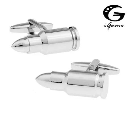 Bullet Silver Colour Army Style Copper Cuff Links