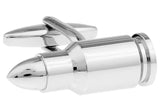 Bullet Silver Colour Army Style Copper Cuff Links