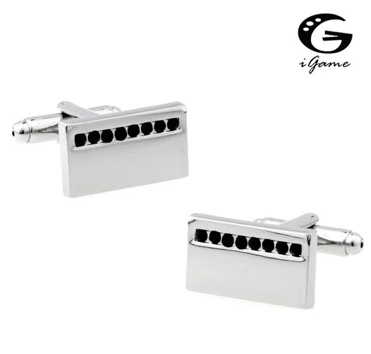 Crystal Silver Rhinestone Cuff Links