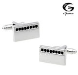 Crystal Silver Rhinestone Cuff Links