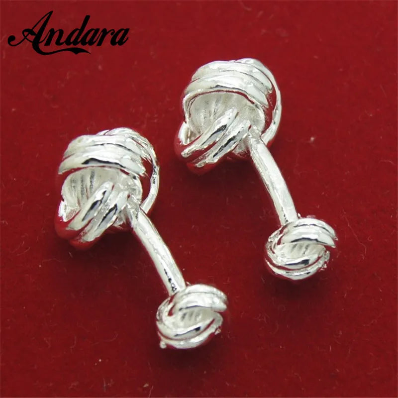 Silver Round Knot Cufflinks for Men and Women