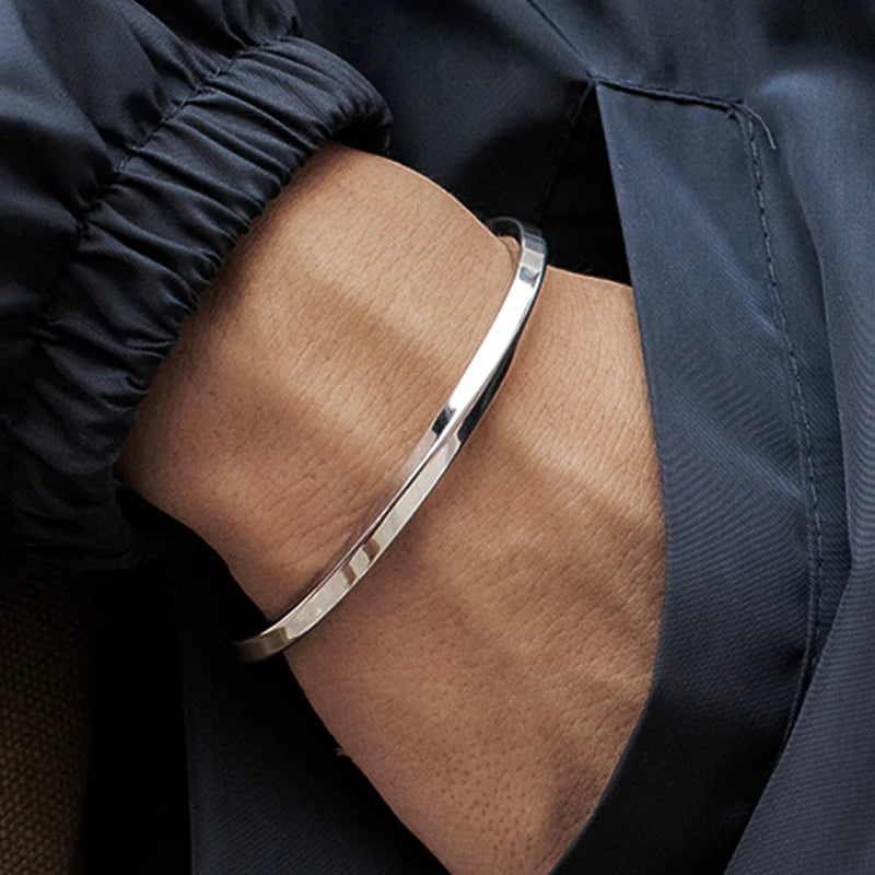 Stainless Steel Twisted Bangle Bracelets Men Jewelry