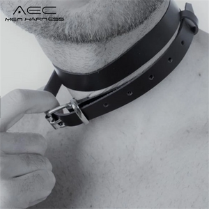Men Harness Sissy BDSM Gay Neck Leather Fetish Body Bondage Cage