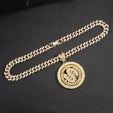 Bling Crystal Dollar Pendant Necklace 56CM Cuban Chain Punk Jewelry